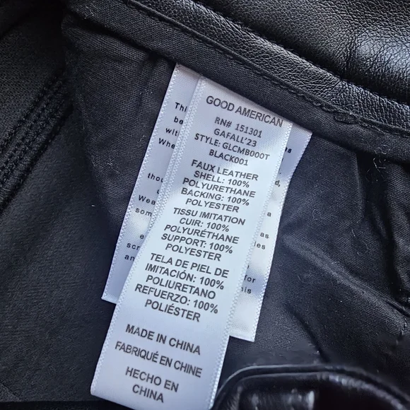 Good American Size 6/28 Black Cropped Mini Boot Faux Leather Pants - Picture 7 of 7